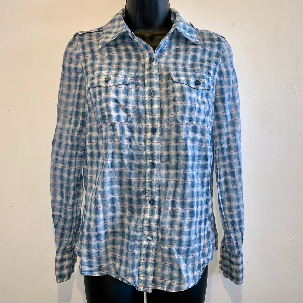 Tory Burch Blue/purple/white tie dye button up